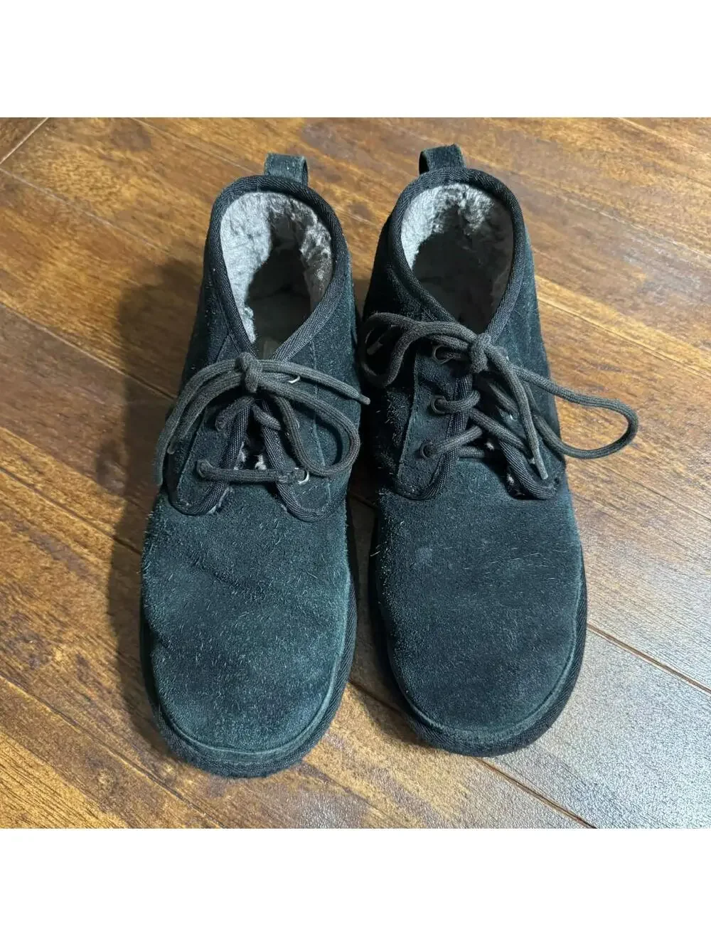 UGG Neumel Chukka Boots Men's 8 Black Suede Shearling Fur Lined 3236